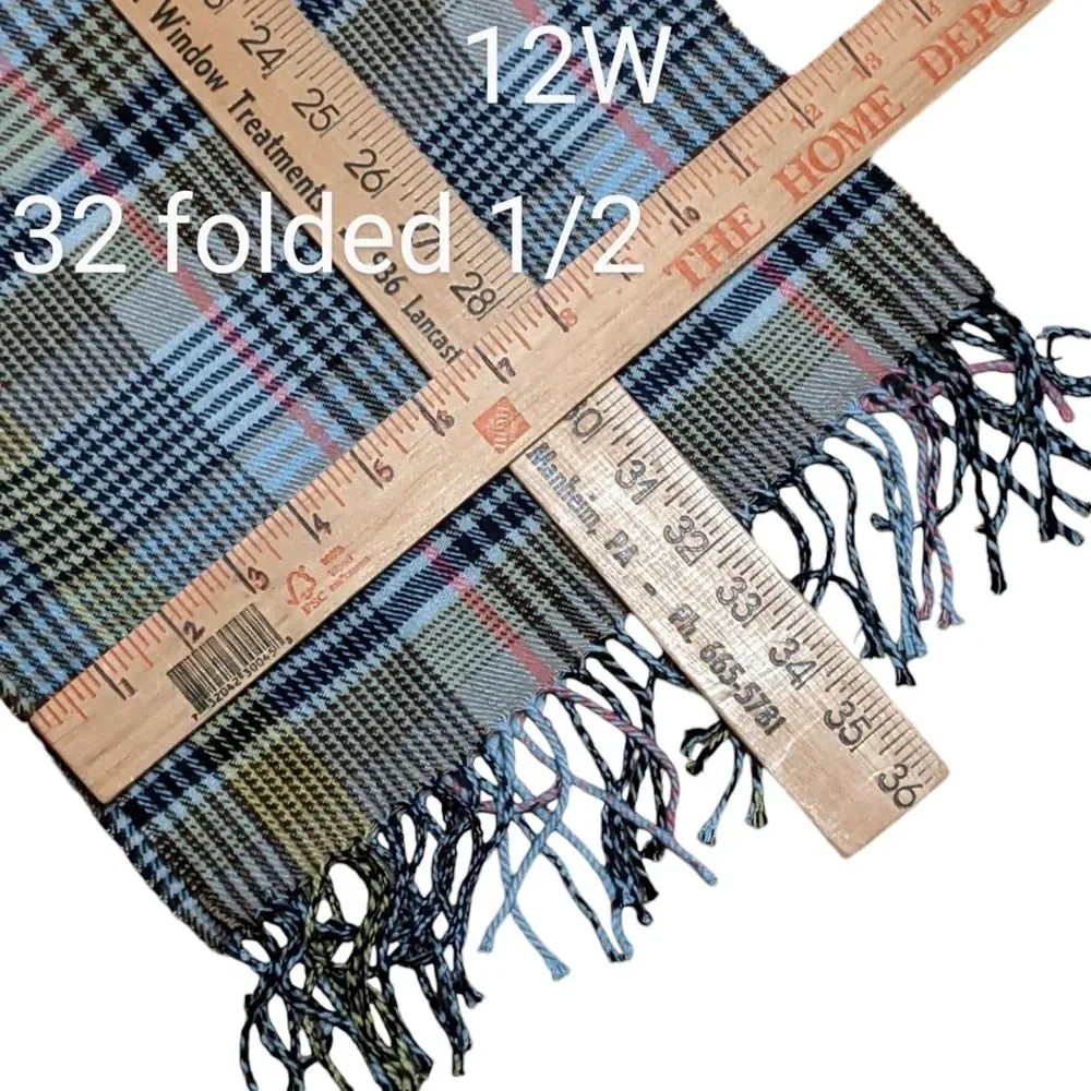 100% Cashmere plaid blue camel scarf Scotland multicolor accessory outerwear